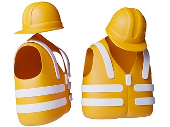 Cartoon Style MG Style Labor Day Safety Helmet Reflective Vest Cartoon Labor Theme 3d model