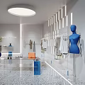 Modern Clothing Store Interior Design With Mannequins Clothing Displays And Lighting