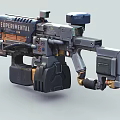 Experimental Futuristic Weapon With Mechanical Structure Sci Fi Design And Blue Gold Accents