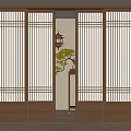 New Chinese-style sliding door multi-link sliding door grille door 3d model