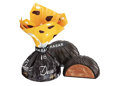 Tasty Desire Hasar Chocolate With Creamy Filling In Decorative Yellow Black Wrapper 3d model