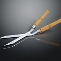 High Quality Metal Scissors With Wooden Handles And Reflection On Black Background