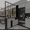 Modern Living And Dining Room With Beige Sofa Round Coffee Tables And Marble TV Wall