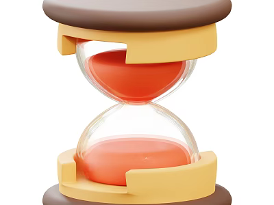 Modern Decorative Hourglass Ornament Set With Brown Top Yellow Frame Red Sand And Transparent Glass 3d model