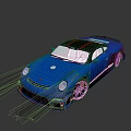 Blue Sports Car With Black Roof And Sleek Exterior Design Silver Wheels