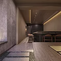 Japanese Style Restaurant Interior With Wooden Bar Seating And Minimalist Design Elements