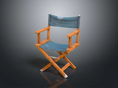 Vintage Wooden Director's Chair With Canvas Seat And Folding Design 3d model