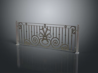 Ornate Iron Fence With Decorative Scrollwork Floral Patterns And Classic Design 3d model