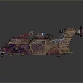 Cosmic Space Exploration Futuristic Vehicle With Purple Pink Exterior Blue Lights And Mechanical Structures