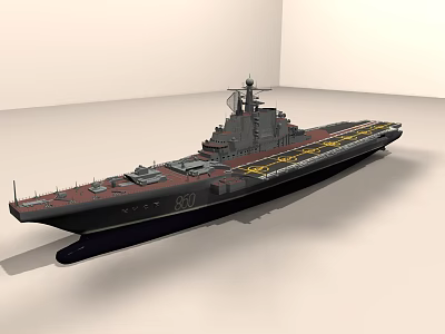 Aircraft Carrier 3D Model Military Weapon With Flight Deck And Island Structure 3d model