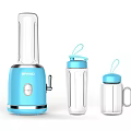 Blue Electric Blender Set With Transparent Portable Cups And Blue Lids For Daily Use