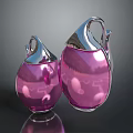 Two Pink Shiny Containers With Metal Lids And Handles For Daily Use