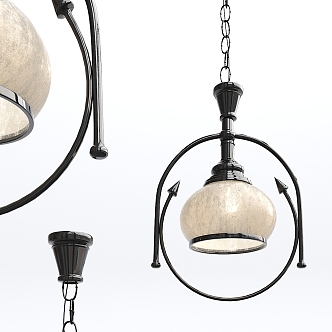 Industrial LOFT chandelier wrought iron glass chandelier 3d model