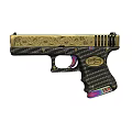 Decorative Gun Featuring Gold Engraved Design Carbon Fiber Grip And CS Logo