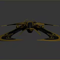 Futuristic Cosmic Spacecraft With Gold Navy Blue Design Streamlined Wings And Intricate Patterns