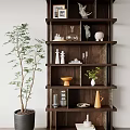Quiet Solid Wood Color-matching Champagne Gold Bookcase 3d model
