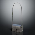 Stylish Gray Leather Box Bag With Long Shoulder Strap And Buckle Closure