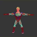 Game Movie Superhero Character Wearing Red Blue Costume With S Logo Outstretched Arms 3d model