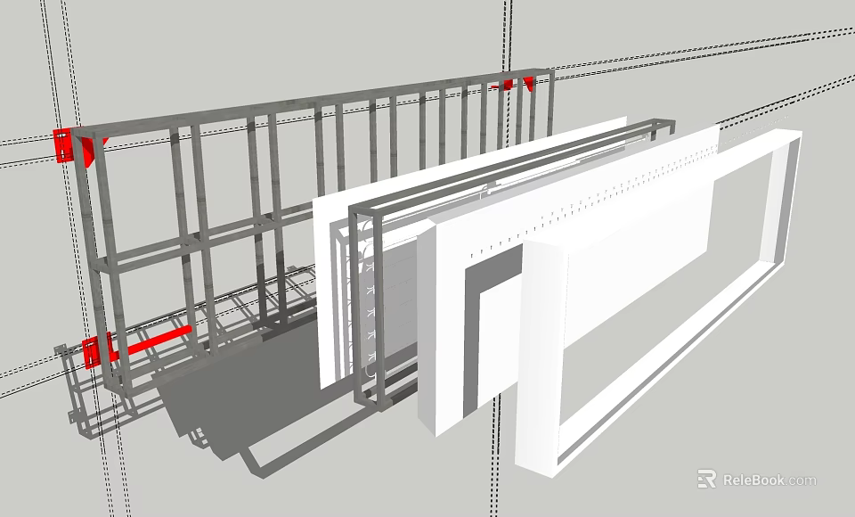 Structural Metal Frame Construction With Support Beams And Wall Panel Components 3d model 