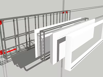 Structural Metal Frame Construction With Support Beams And Wall Panel Components 3d model