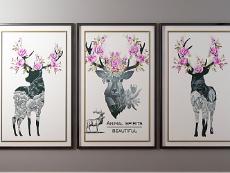 Nordic Animal Painting Hanging Paintings 3d model