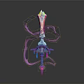Colorful Fantasy Sword With Flowing Pink Ribbons Ornate Hilt And Decorative Details