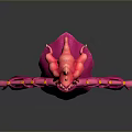 Game Movie Character 3D Model with Red Hair and Pink Long Robe Standing Pose