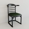 Single Chair With Black Frame Green Cushion Curved Armrest Horizontal Slat Back And Round Balls