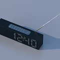 Modern Black Digital Alarm Clock Radio With Antenna LED Display And Buttons