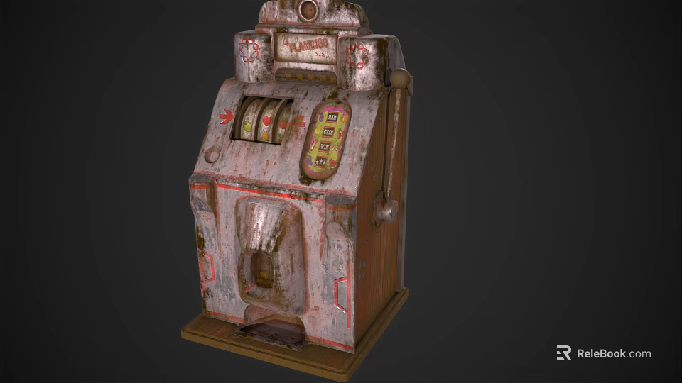 Vintage Slot Machine Classic Entertainment Appliance With Lever Handle And Reels 3d model 