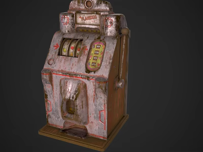 Vintage Slot Machine Classic Entertainment Appliance With Lever Handle And Reels 3d model