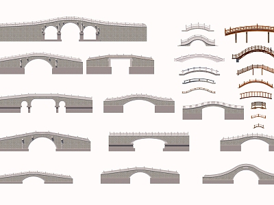 Chinese-style stone arch bridge 3d model