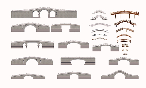 Chinese-style stone arch bridge 3d model