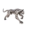 Silver Metal Mechanical Leopard Sculpture With Gear Joints And Robot Design