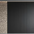 Sofa Backdrop Wall Combining Terrazzo Texture And Black Vertical Panels