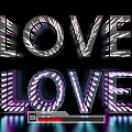 Vibrant 3D LOVE Typography Art With Neon Lights And Shiny Reflections