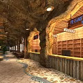 Cave Style Visitor Center Interior With Wooden Structures Large Windows Green Plants And Relaxation Seating