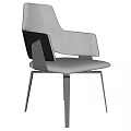 Modern Dining Chair With White Fabric Seat Black Back And Metal Legs