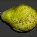Yellow Ripe Fresh Juicy Pear on Dark Background with Shiny Surface