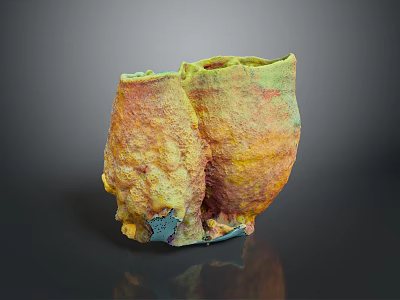 Brightly Colored Marine Sponge With Yellow Green And Orange Textured Surface In Ocean 3d model