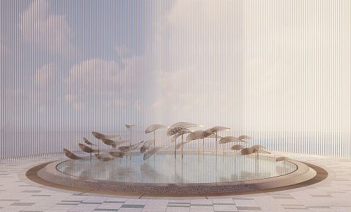 Modern City Sculpture Ocean Theme Sculpture 3d model