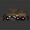 Different Weapon Equipment on Armored Vehicle Models With Red Wheels and Gray Background