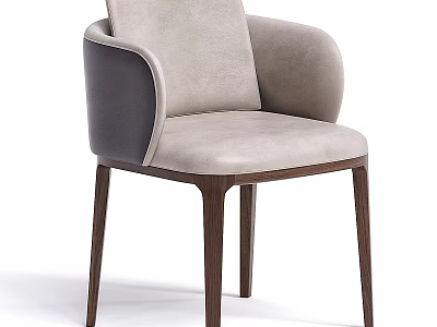 Modern Upholstered Accent Chair with Light Gray Back Dark Gray Arms and Dark Wooden Legs 3d model
