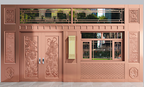 New Chinese Style Door Copper Door 3d model