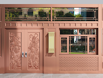 New Chinese Style Door Copper Door 3d model