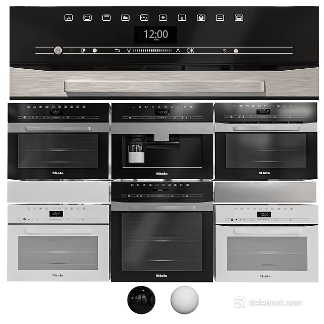 Miele Kitchen Appliances With Built In Ovens And Coffee Maker 3d model 