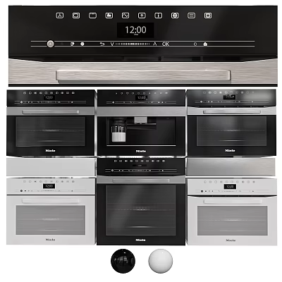 Miele Kitchen Appliances With Built In Ovens And Coffee Maker 3d model