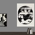 Black and White Abstract Paintings With Geometric Patterns For Modern Interior Wall Decor 3d model