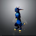 Blue Fantasy Creature Character With Wings Yellow Claws And Orange Accents Standing Pose