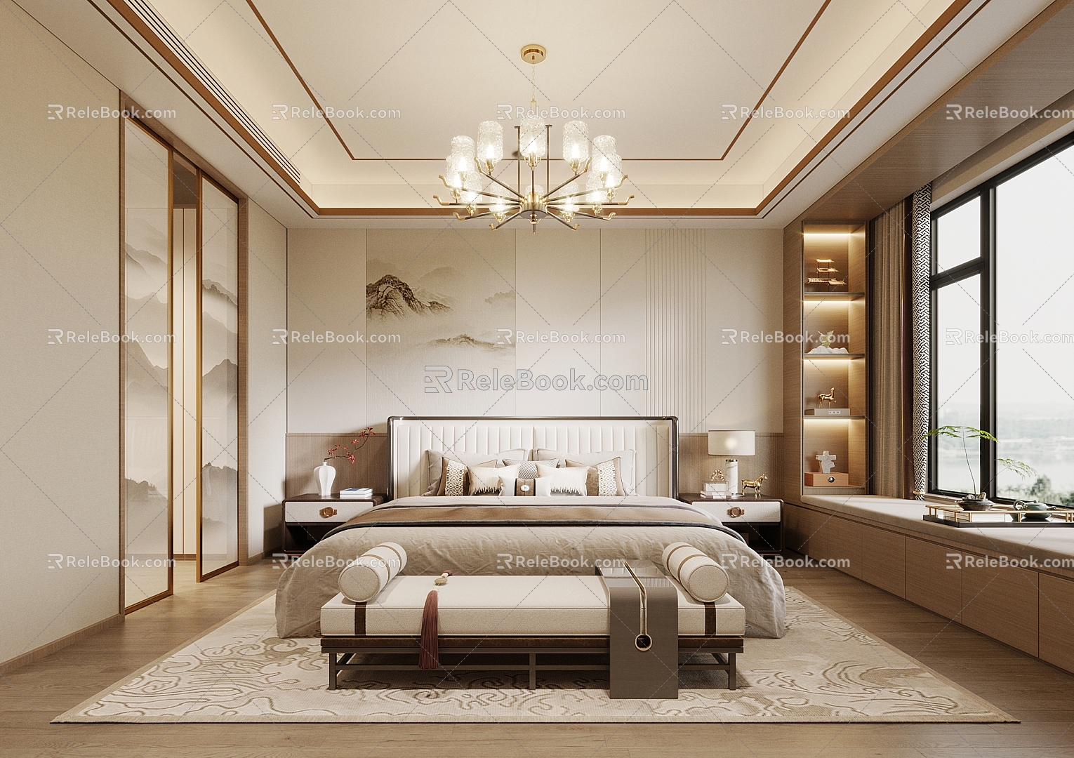 New Chinese bedroom model